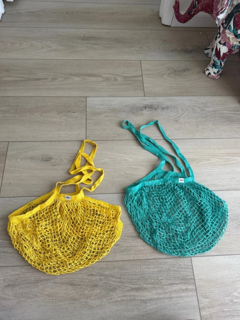 Zara Mesh Market Tote Bag - Yellow and Teal